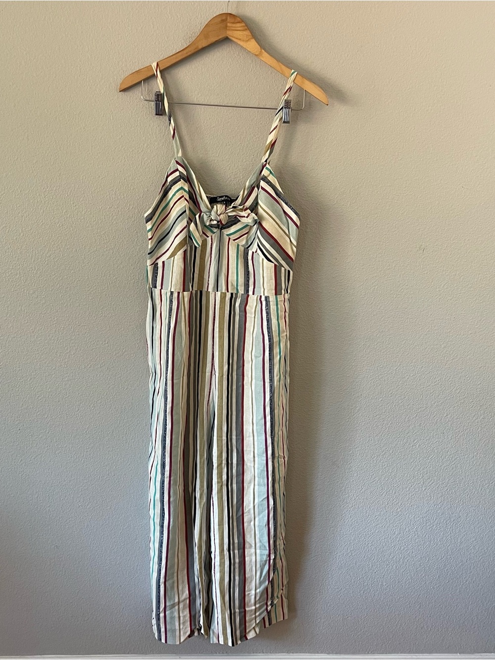 Sweet Rain Striped Wide Leg Jumpsuit Multicolor Linen Blend Size XL